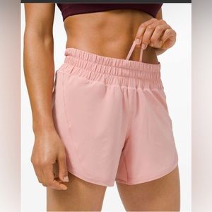 Lululemon Track That Mid-Rise Lined Short 5"/ Pink Puff/ Size 4 NWT